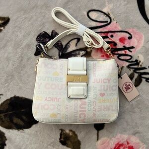 Juicy Couture Gold and White Crossbody Bag with Monogram
